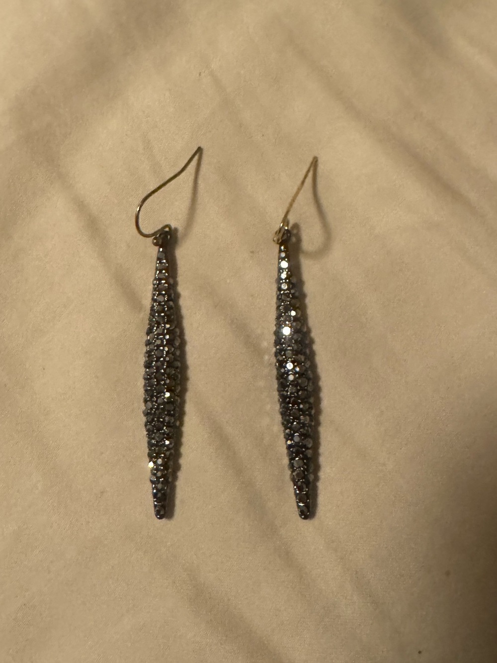 Express Sparkling Gray Long Drop Crystal Earrings